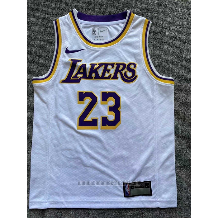 Camiseta Nino Los Angeles Lakers LeBron James #23 Association 2022-23 Blanco